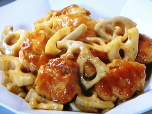 豚こまとれんこんの炒め酢豚