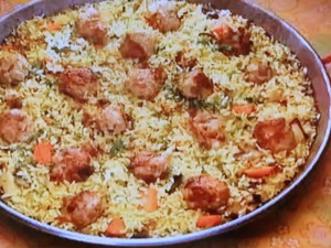もこみち流 チキンボールカレー風味パエリア