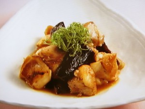 鶏とナスの梅照り焼き