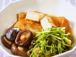 豆苗と厚揚げの煮物