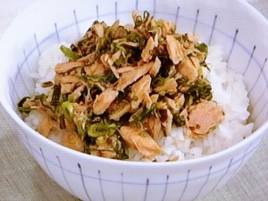 ツナ缶と塩昆布丼