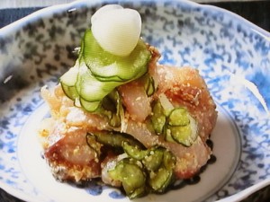 あじのらっきょう酢みそあえ