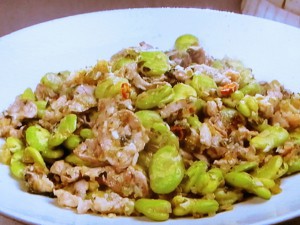 豚肉とそら豆の高菜炒め