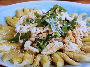 ゆでなすと豚しゃぶの薬味ソース