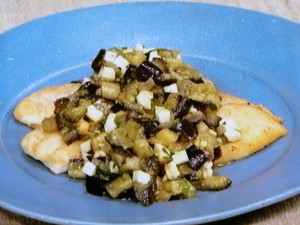 鶏ささ身のなすソース