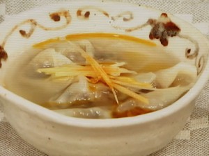 なす肉みそのスープギョーザ