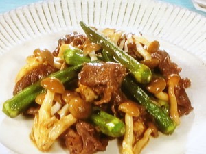 オクラと牛肉のオイスターソース炒め