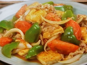 豆腐のピリ辛五目炒め