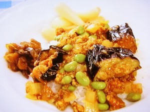 なすと枝豆のドライカレー