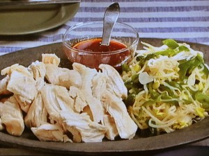 鶏肉と小大豆もやしの蒸し煮コチュジャンソース