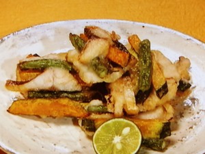 塩サバと野菜の簡単かき揚げ