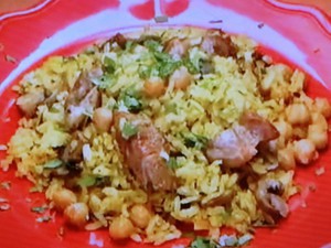 もこみち流 豚肉とひよこ豆のピラフ