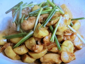 栗と鶏肉の炒め物