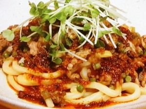 ピリ辛混ぜうどん特製辣醤(ラージャン)がけ